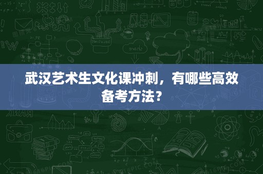 武汉艺术生文化课冲刺，有哪些高效备考方法？