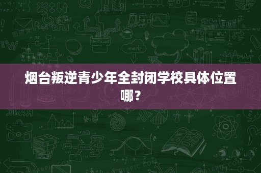 烟台叛逆青少年全封闭学校具体位置哪？