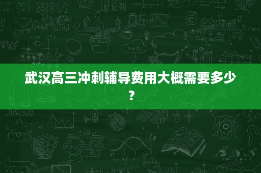 武汉高三冲刺辅导费用大概需要多少? 武汉高三冲刺辅导费用大概需要多少?