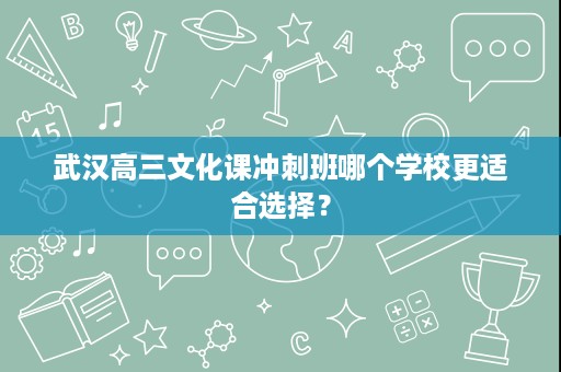 武汉高三文化课冲刺班哪个学校更适合选择? 武汉高三文化课冲刺班哪个学校更适合选择?