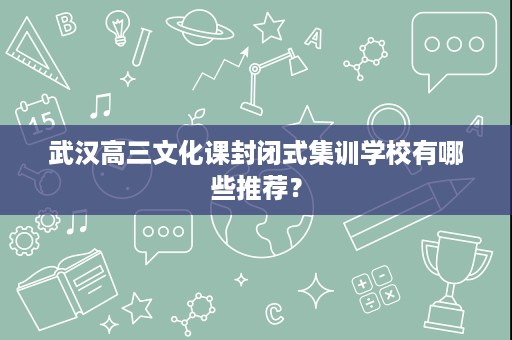 武汉高三文化课封闭式集训学校有哪些推荐? 武汉高三文化课封闭式集训学校有哪些推荐?