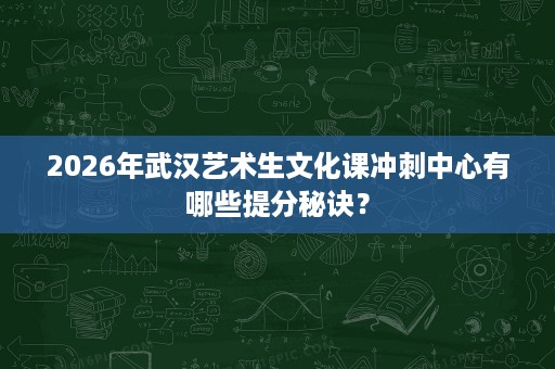 2026年武汉艺术生文化课冲刺中心有哪些提分秘诀? 2026年武汉艺术生文化课冲刺中心有哪些提分秘诀?