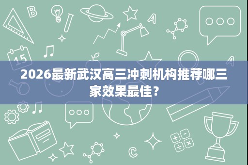 2026最新武汉高三冲刺机构推荐哪三家效果最佳？