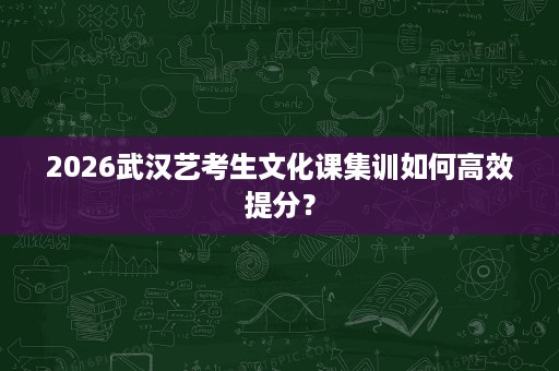 2026武汉艺考生文化课集训如何高效提分？
