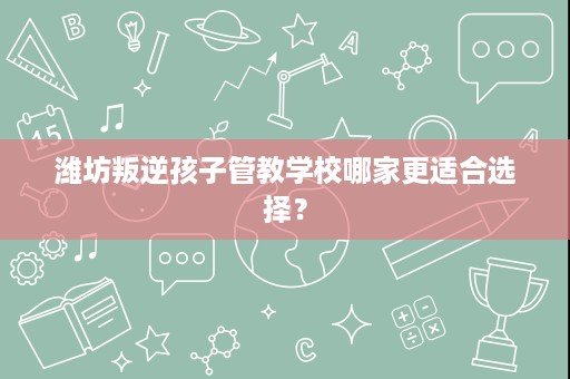 潍坊叛逆孩子管教学校哪家更适合选择? 潍坊叛逆孩子管教学校哪家更适合选择?