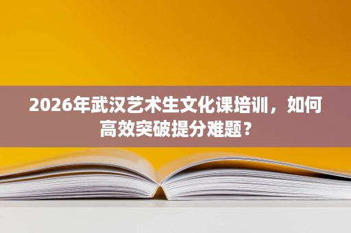 2026年武汉艺术生文化课培训，如何高效突破提分难题？