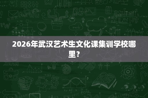 2026年武汉艺术生文化课集训学校哪里? 2026年武汉艺术生文化课集训学校哪里?