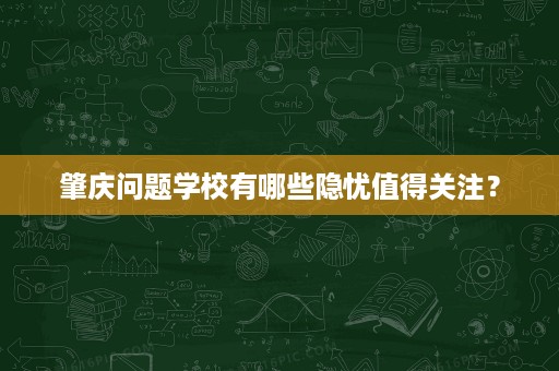 肇庆问题学校有哪些隐忧值得关注？
