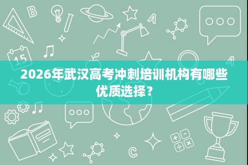 2026年武汉高考冲刺培训机构有哪些优质选择？