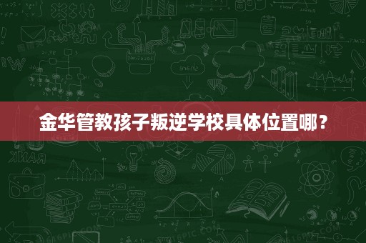 金华管教孩子叛逆学校具体位置哪? 金华管教孩子叛逆学校具体位置哪?