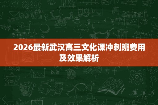 2026最新武汉高三文化课冲刺班费用及效果解析