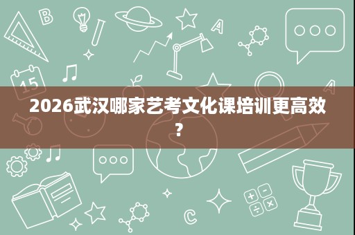 2026武汉哪家艺考文化课培训更高效? 2026武汉哪家艺考文化课培训更高效?
