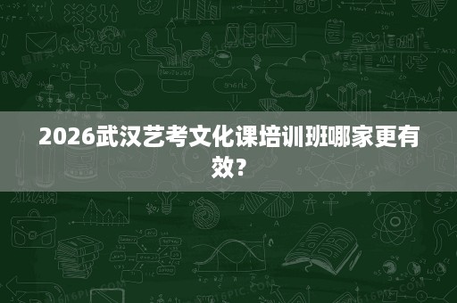 2026武汉艺考文化课培训班哪家更有效? 2026武汉艺考文化课培训班哪家更有效?