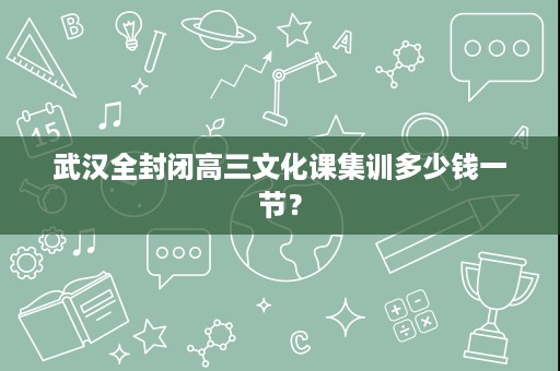 武汉全封闭高三文化课集训多少钱一节? 武汉全封闭高三文化课集训多少钱一节?