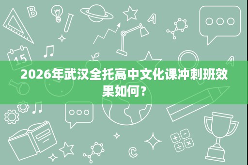 2026年武汉全托高中文化课冲刺班效果如何？