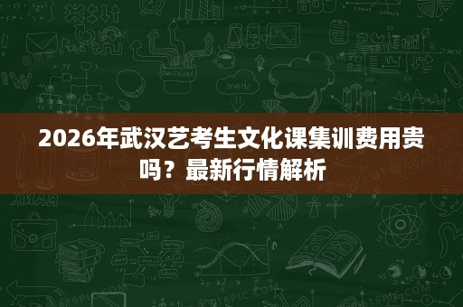 2026年武汉艺考生文化课集训费用贵吗？最新行情解析