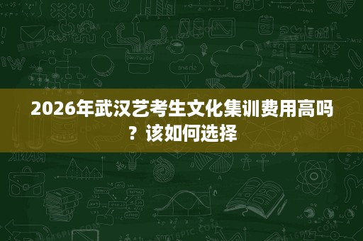 2026年武汉艺考生文化集训费用高吗?该如何选择 2026年武汉艺考生文化集训费用高吗?该如何选择