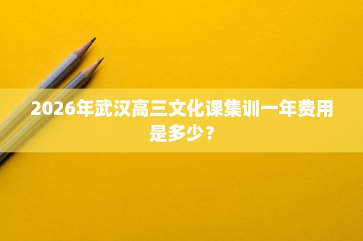 2026年武汉高三文化课集训一年费用是多少？