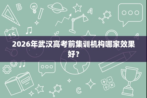 2026年武汉高考前集训机构哪家效果好? 2026年武汉高考前集训机构哪家效果好?