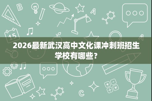 2026最新武汉高中文化课冲刺班招生学校有哪些? 2026最新武汉高中文化课冲刺班招生学校有哪些?