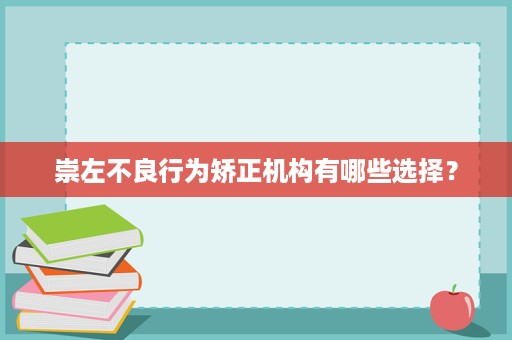 崇左不良行为矫正机构有哪些选择？