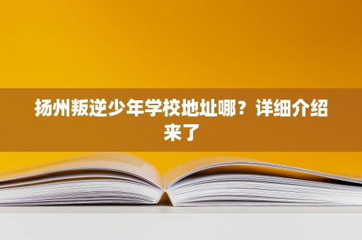 扬州叛逆少年学校地址哪?详细介绍来了 扬州叛逆少年学校地址哪?详细介绍来了