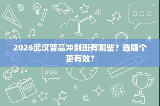 2026武汉普高冲刺班有哪些?选哪个更有效? 2026武汉普高冲刺班有哪些?选哪个更有效?