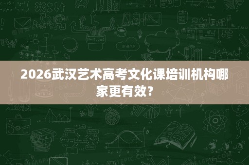 2026武汉艺术高考文化课培训机构哪家更有效？