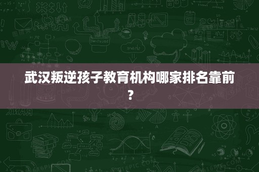 武汉叛逆孩子教育机构哪家排名靠前？