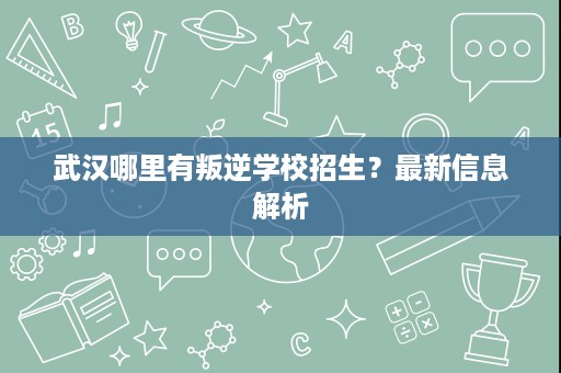 武汉哪里有叛逆学校招生?最新信息解析 武汉哪里有叛逆学校招生?最新信息解析