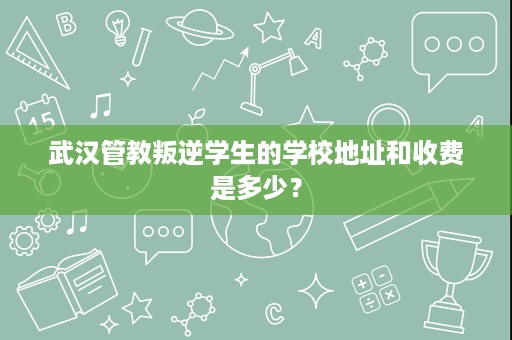 武汉管教叛逆学生的学校地址和收费是多少? 武汉管教叛逆学生的学校地址和收费是多少?