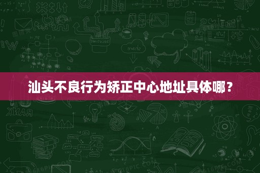 汕头不良行为矫正中心地址具体哪? 汕头不良行为矫正中心地址具体哪?