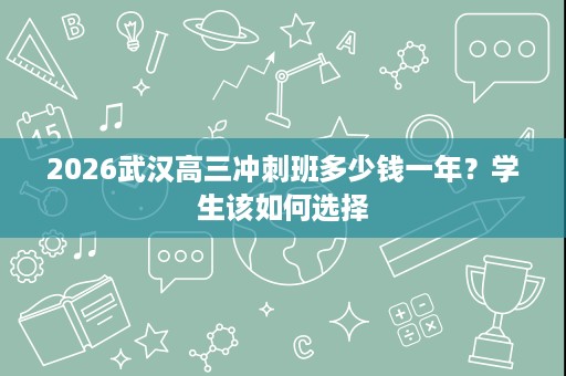 2026武汉高三冲刺班多少钱一年?学生该如何选择 2026武汉高三冲刺班多少钱一年?学生该如何选择
