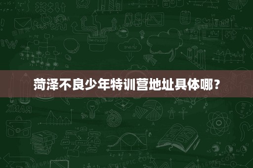 菏泽不良少年特训营地址具体哪? 菏泽不良少年特训营地址具体哪?