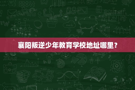 襄阳叛逆少年教育学校地址哪里？