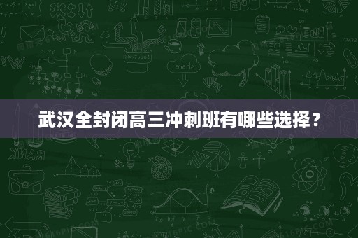 武汉全封闭高三冲刺班有哪些选择? 武汉全封闭高三冲刺班有哪些选择?