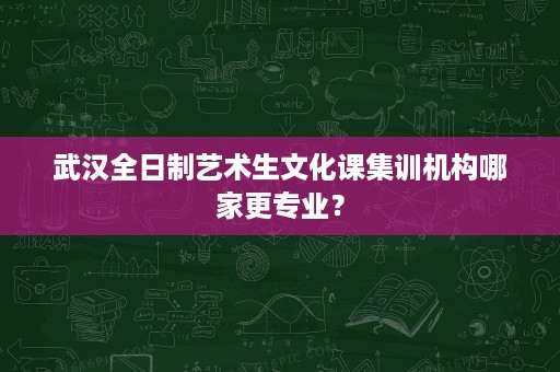 武汉全日制艺术生文化课集训机构哪家更专业? 武汉全日制艺术生文化课集训机构哪家更专业?