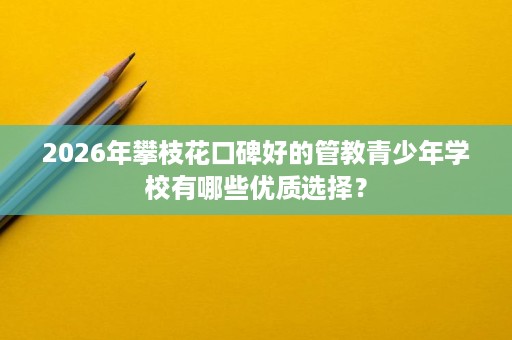 2026年攀枝花口碑好的管教青少年学校有哪些优质选择？