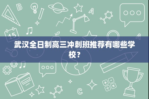 武汉全日制高三冲刺班推荐有哪些学校? 武汉全日制高三冲刺班推荐有哪些学校?