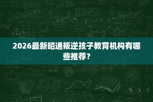 2026最新昭通叛逆孩子教育机构有哪些推荐? 2026最新昭通叛逆孩子教育机构有哪些推荐?