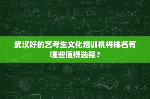 武汉好的艺考生文化培训机构排名有哪些值得选择？