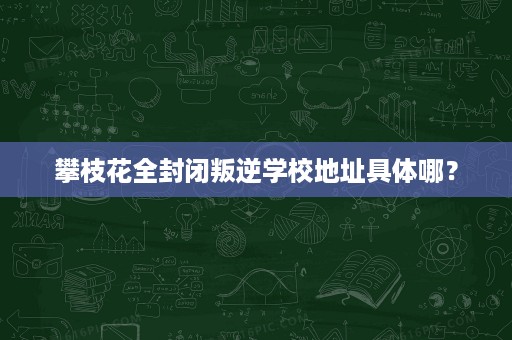 攀枝花全封闭叛逆学校地址具体哪？
