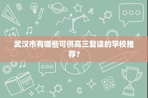 武汉市有哪些可供高三复读的学校推荐？
