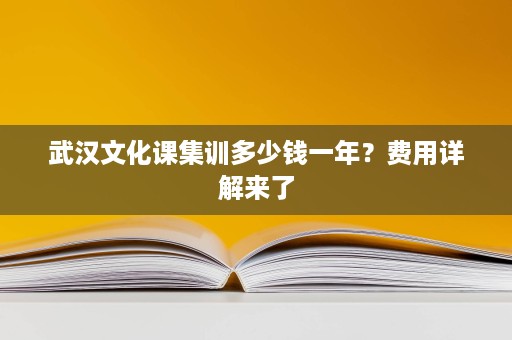 武汉文化课集训多少钱一年?费用详解来了 武汉文化课集训多少钱一年?费用详解来了