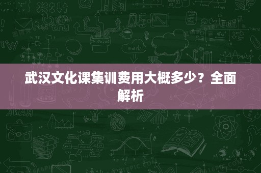 武汉文化课集训费用大概多少?全面解析 武汉文化课集训费用大概多少?全面解析