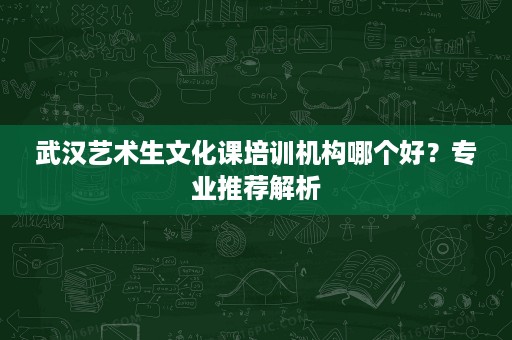 武汉艺术生文化课培训机构哪个好?专业推荐解析 武汉艺术生文化课培训机构哪个好?专业推荐解析