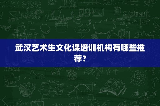 武汉艺术生文化课培训机构有哪些推荐? 武汉艺术生文化课培训机构有哪些推荐?
