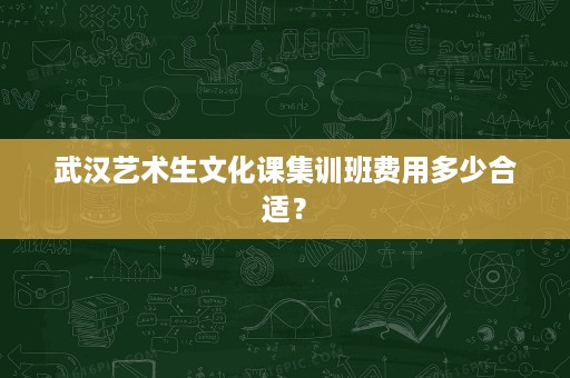 武汉艺术生文化课集训班费用多少合适? 武汉艺术生文化课集训班费用多少合适?