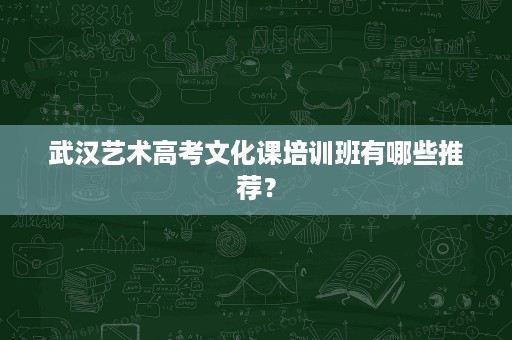 武汉艺术高考文化课培训班有哪些推荐？