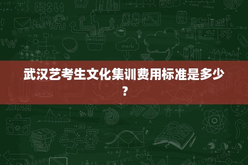 武汉艺考生文化集训费用标准是多少? 武汉艺考生文化集训费用标准是多少?